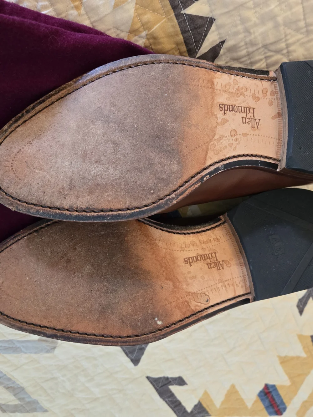 Allen Edmonds Delray Brown Leather Split Toe Dress Shoes Mens Size 7.5 7 1/2